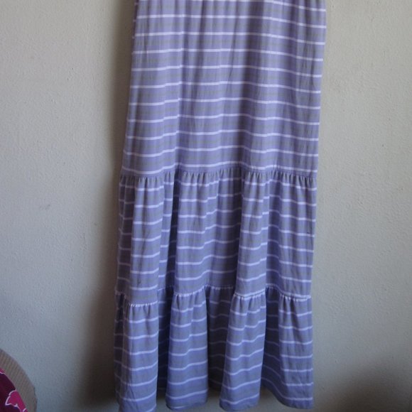 Cuddl Duds Purple Maxi Striped Summer/Spring Tiered Dress - Picture 3 of 5